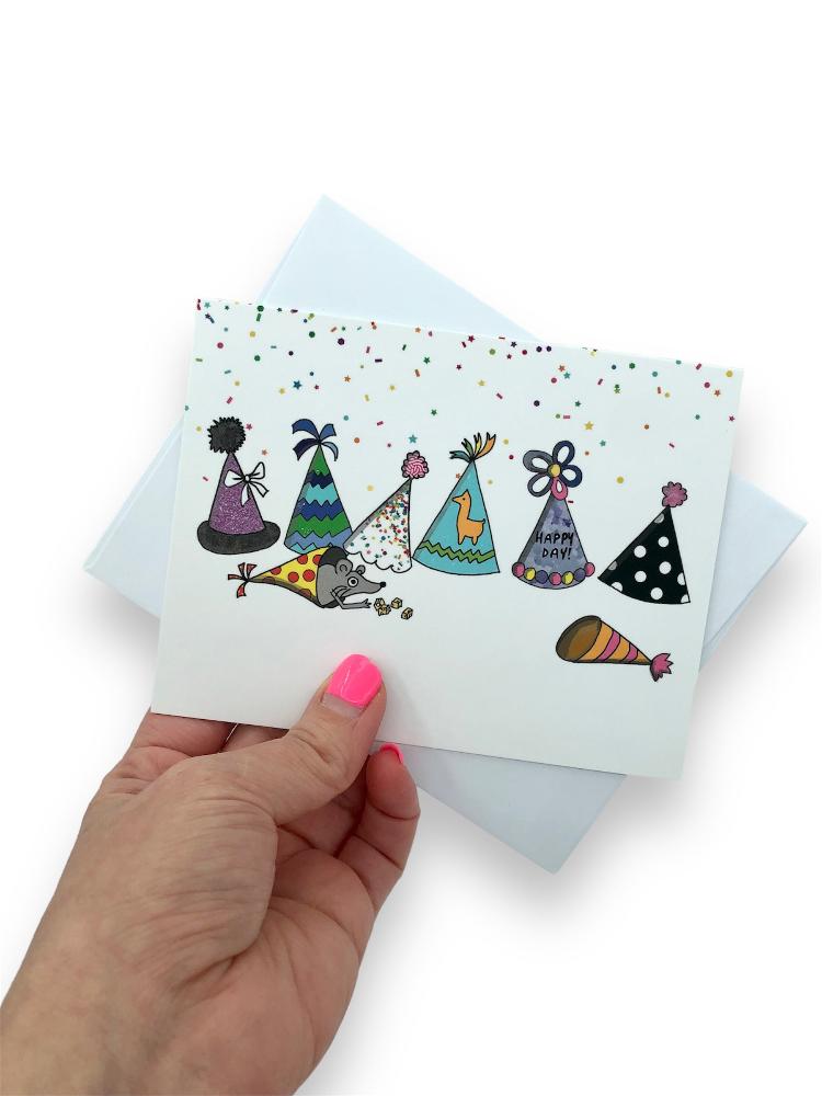 birthday rat in a hat card