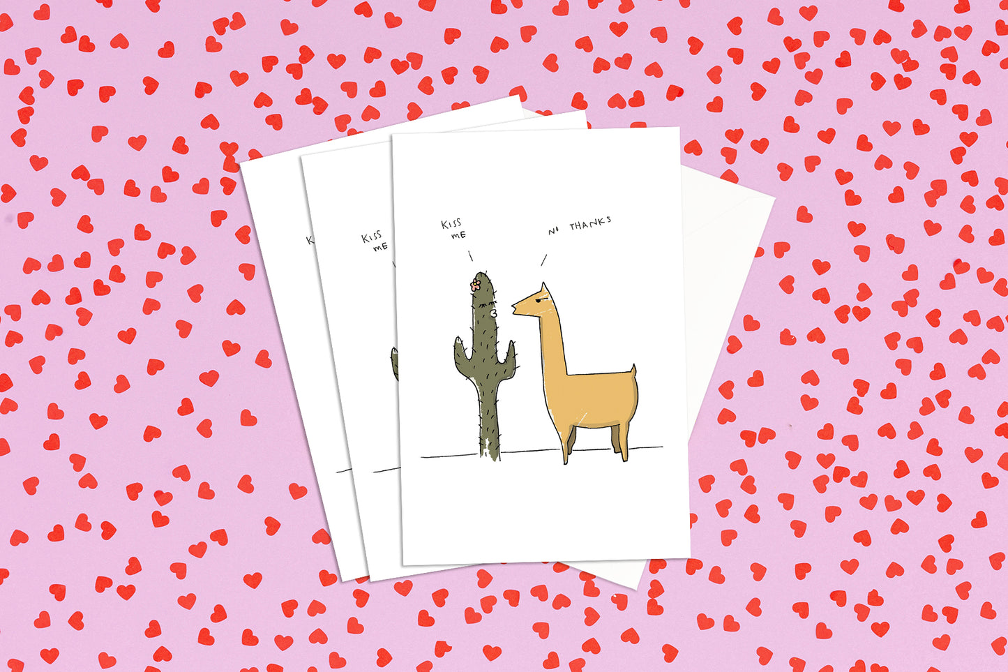 cactus and llama valentine's day card