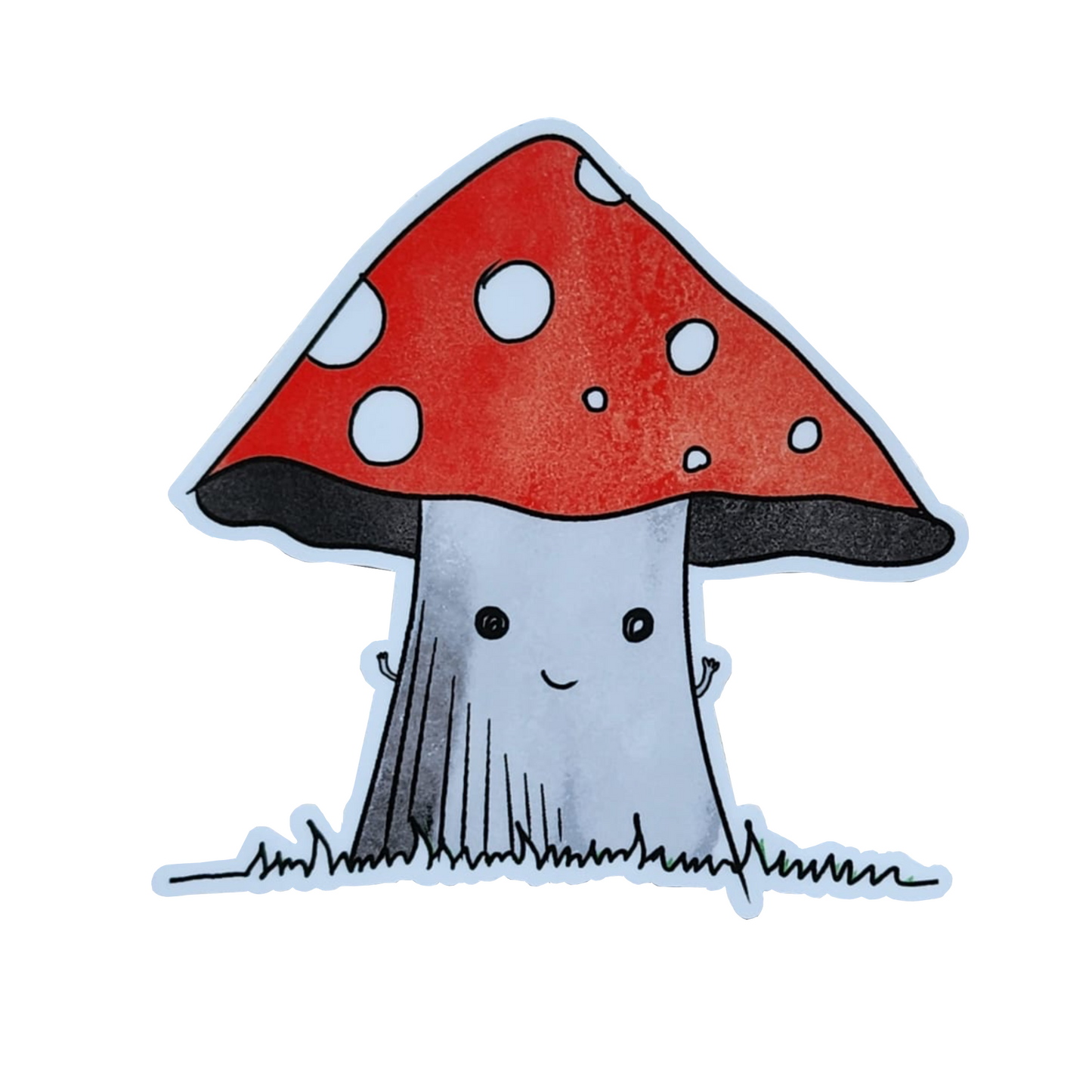 happy mushroom sticker on a white background
