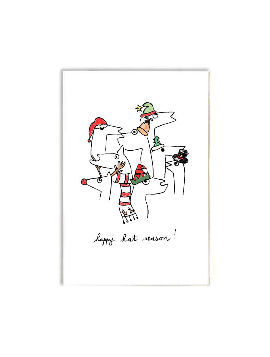happy hat season! winter llamas holiday card