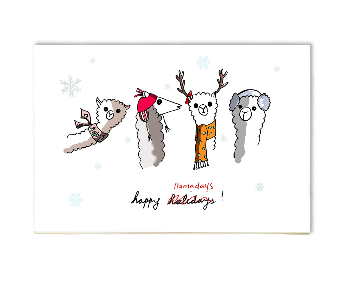 happy llamadays holiday card