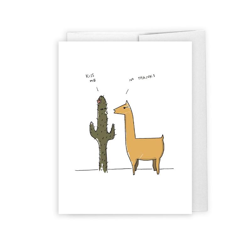 cactus and llama valentine's day card