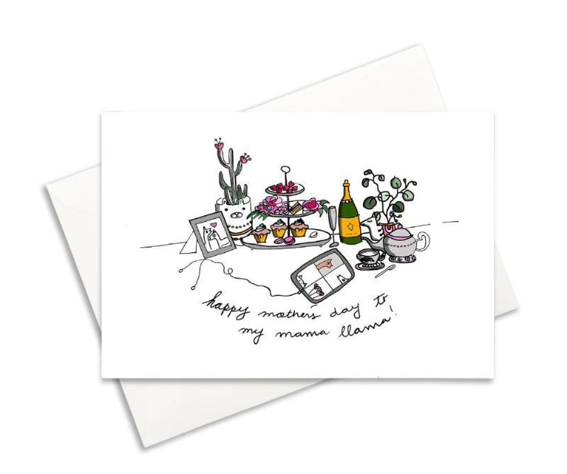 Cute brunch-themed Mother’s Day card – elegant breakfast table artwork