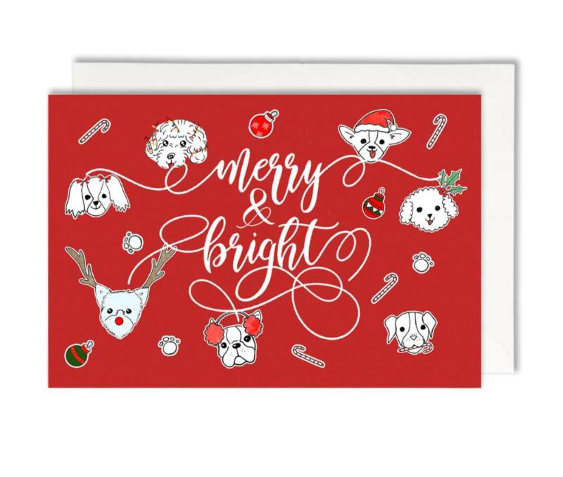 merry and bright christmas card