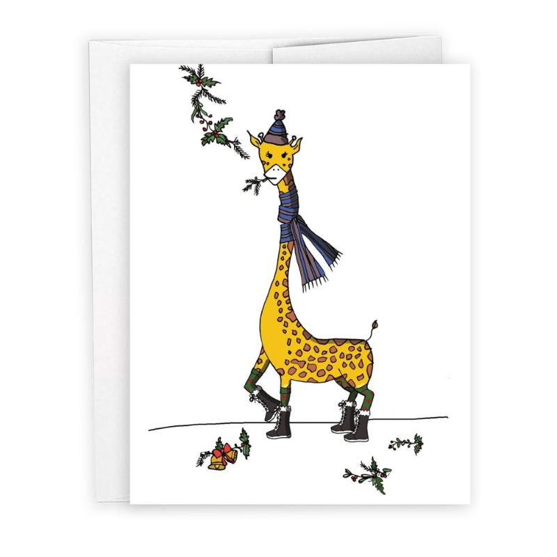 mistletoe giraffe holiday card