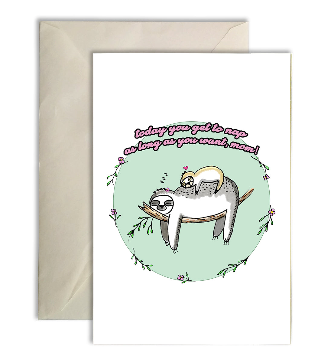 nap time sloth mother's day card