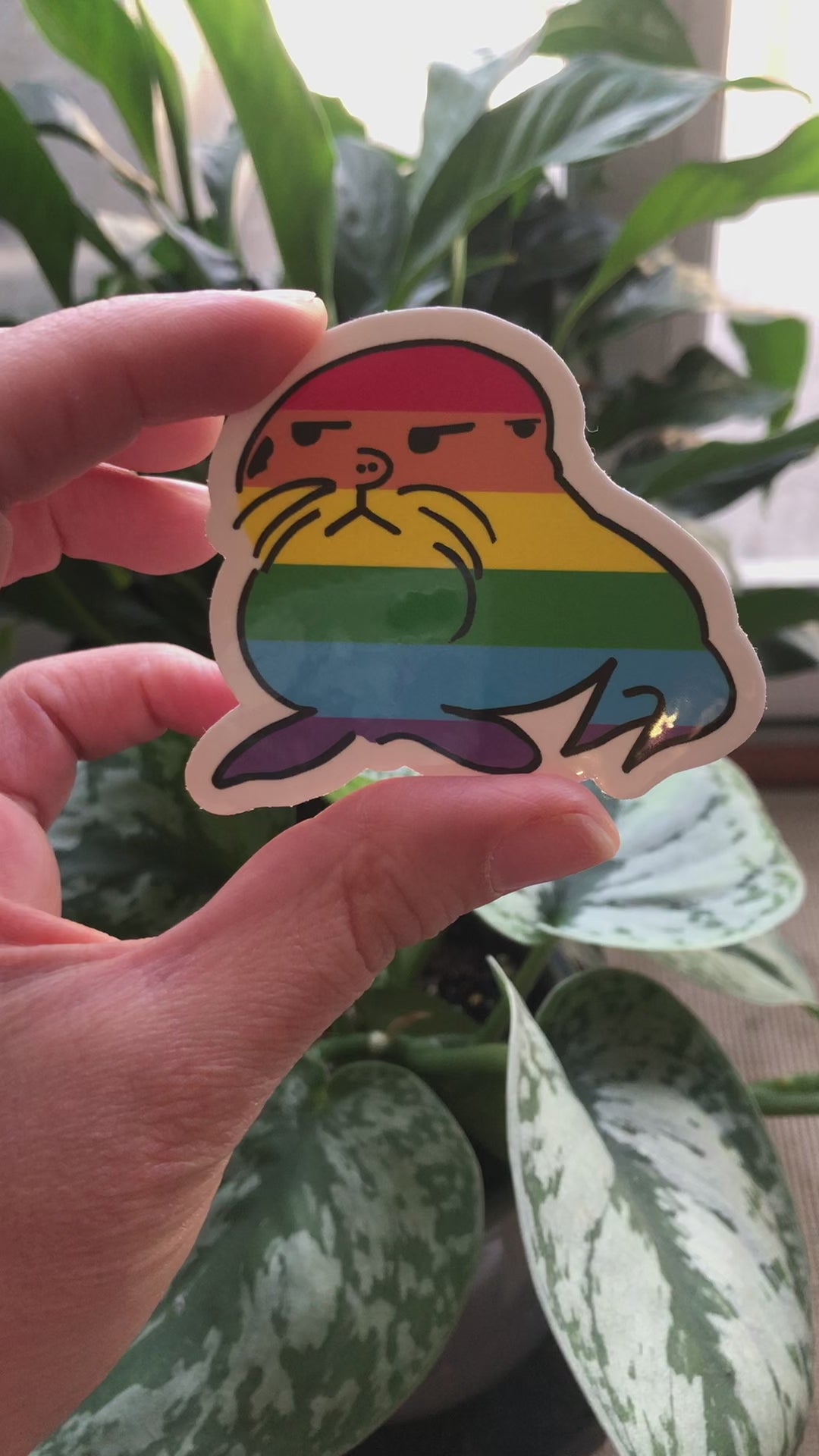 glossy resentment rainbow seal sticker