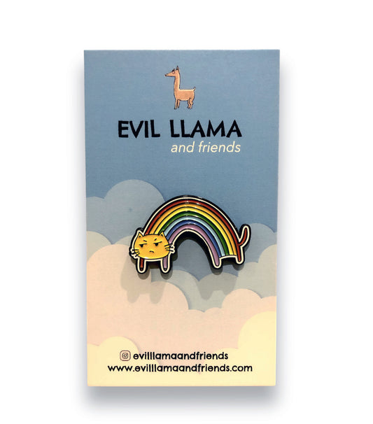 rainbow resentment cat enamel pin