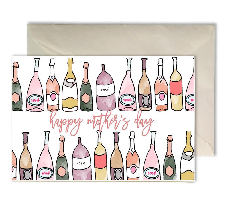 wine lover card for Mother’s Day, with matching white envelope