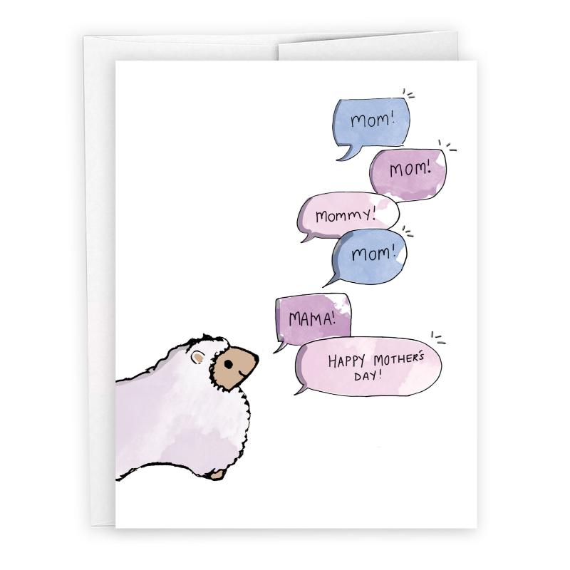 Funny cute sheep card for Mother’s Day – Evil Llama character