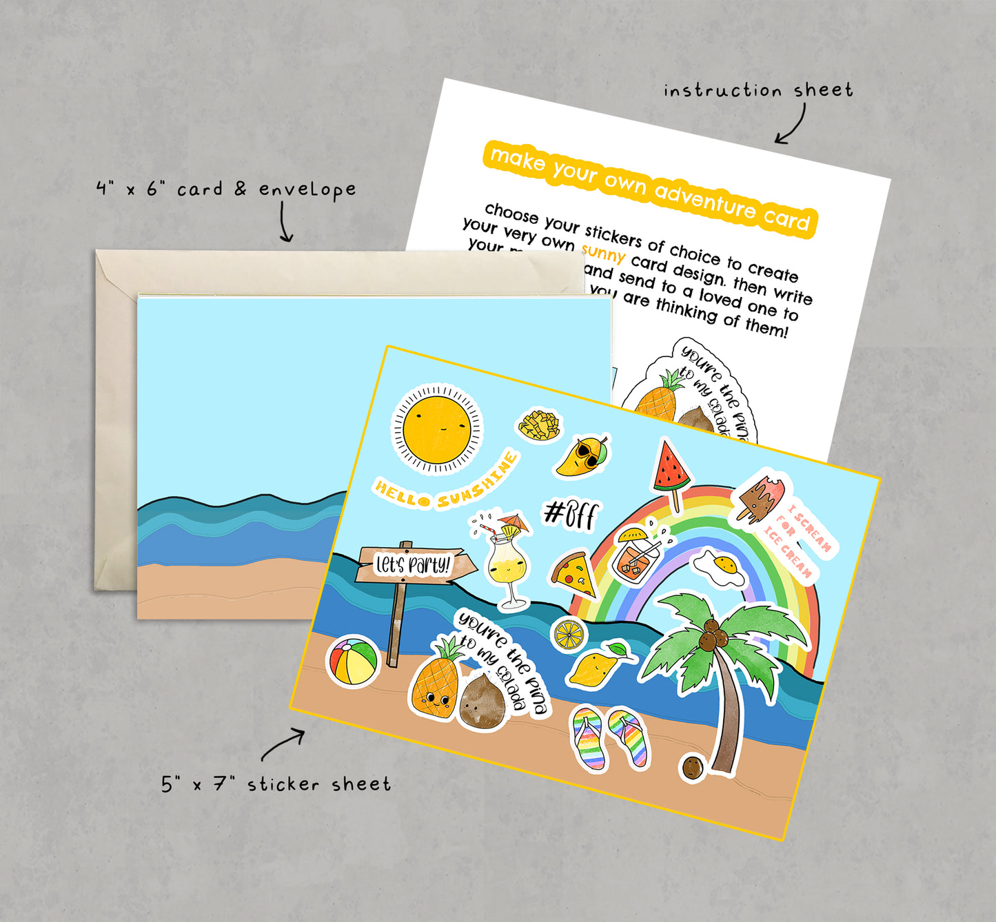 choose your own adventure card + sticker combo