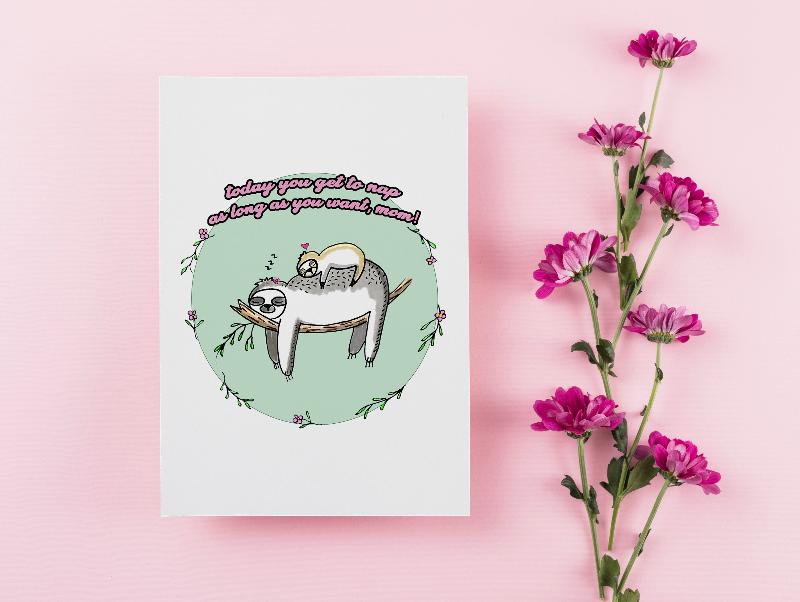 Sloth Mothers Day Card, Funny Mothers Day Gift, Mom Birthday Card, Step Mom Gift, First Mothers Day Gift, Mothers Day Card from Daughter