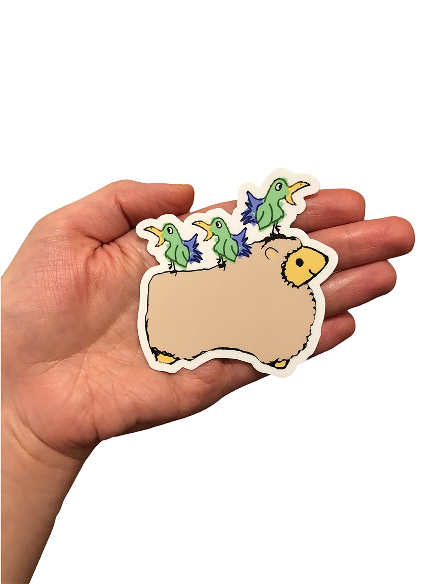 cute animal sticker, sheep and birds sticker, vinyl stickers for laptop, animal lovers gift, humorous cartoon stickers, matte stickers