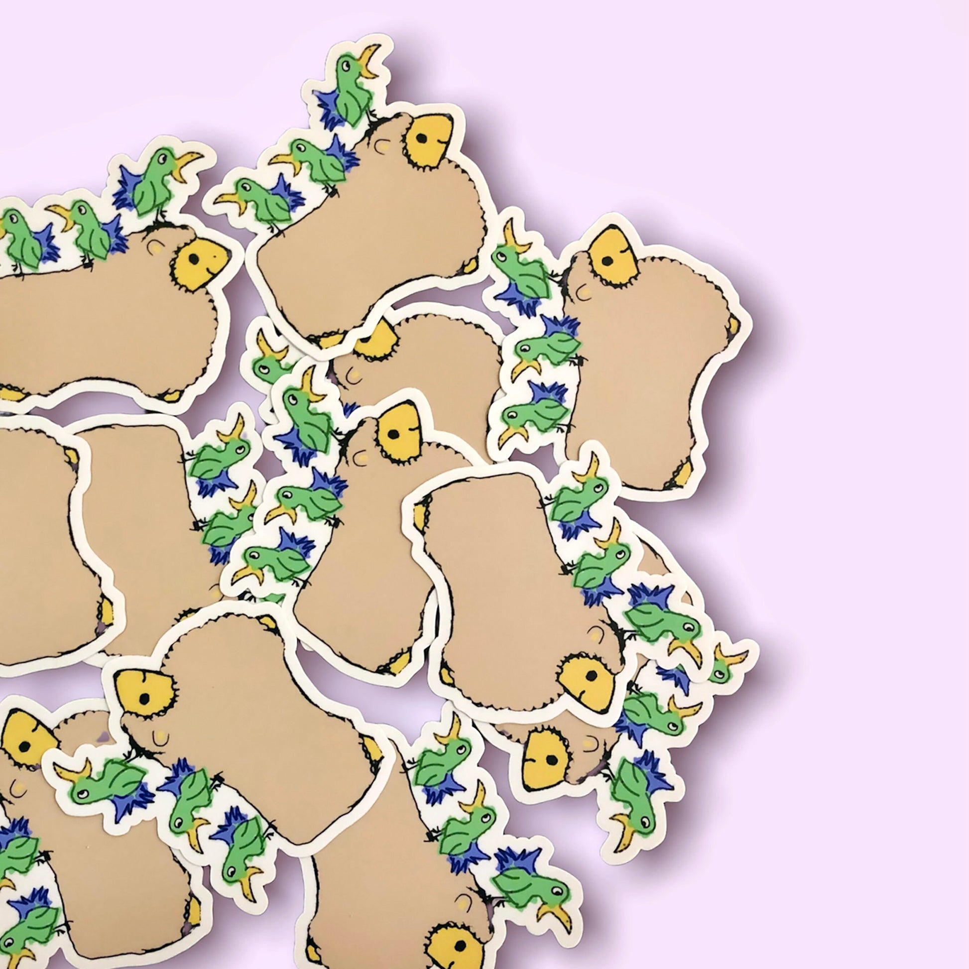 cute animal sticker, sheep and birds sticker, vinyl stickers for laptop, animal lovers gift, humorous cartoon stickers, matte stickers