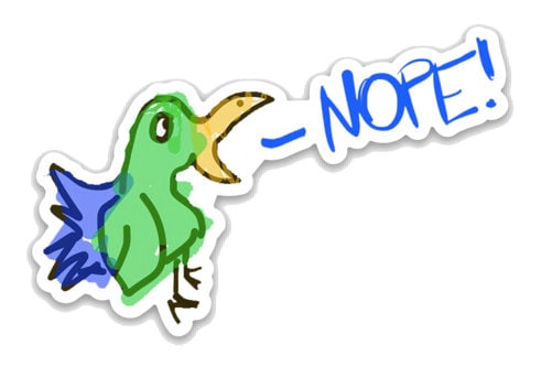 bird sticker, funny cartoon stickers, ironic vinyl stickers for laptop, nope stickers, humorous planner stickers, stickers for water bottle