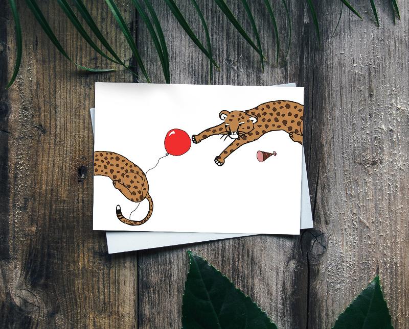 cheetah birthday card for her, cute cheetah birthday card for friend, sister birthday card, fun birthday card for daughter, first birthday