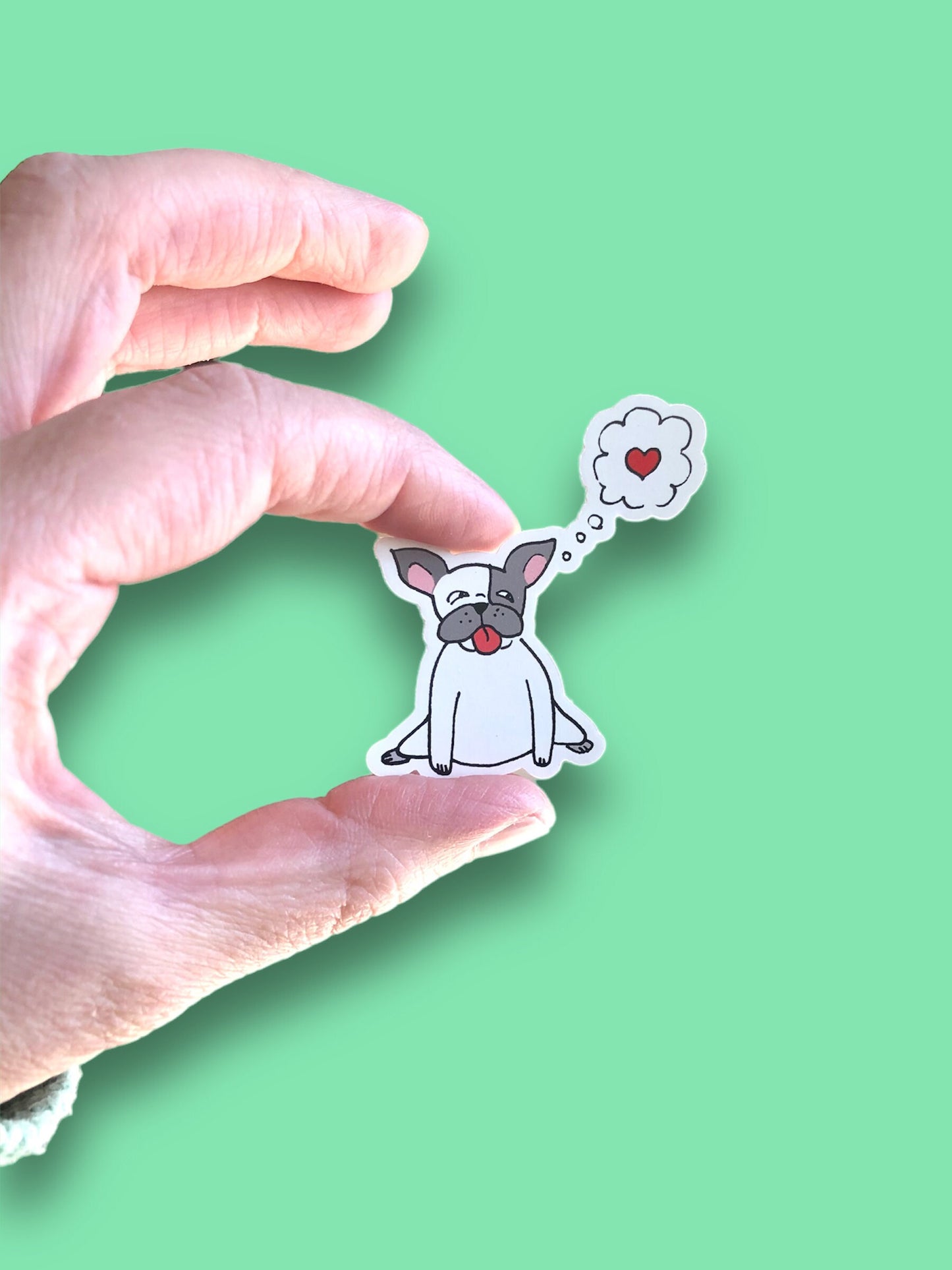 cute frenchie sticker for laptop, dog lover gifts, funny durable planner stickers, puppy love sticker for mom, humorous computer sticker