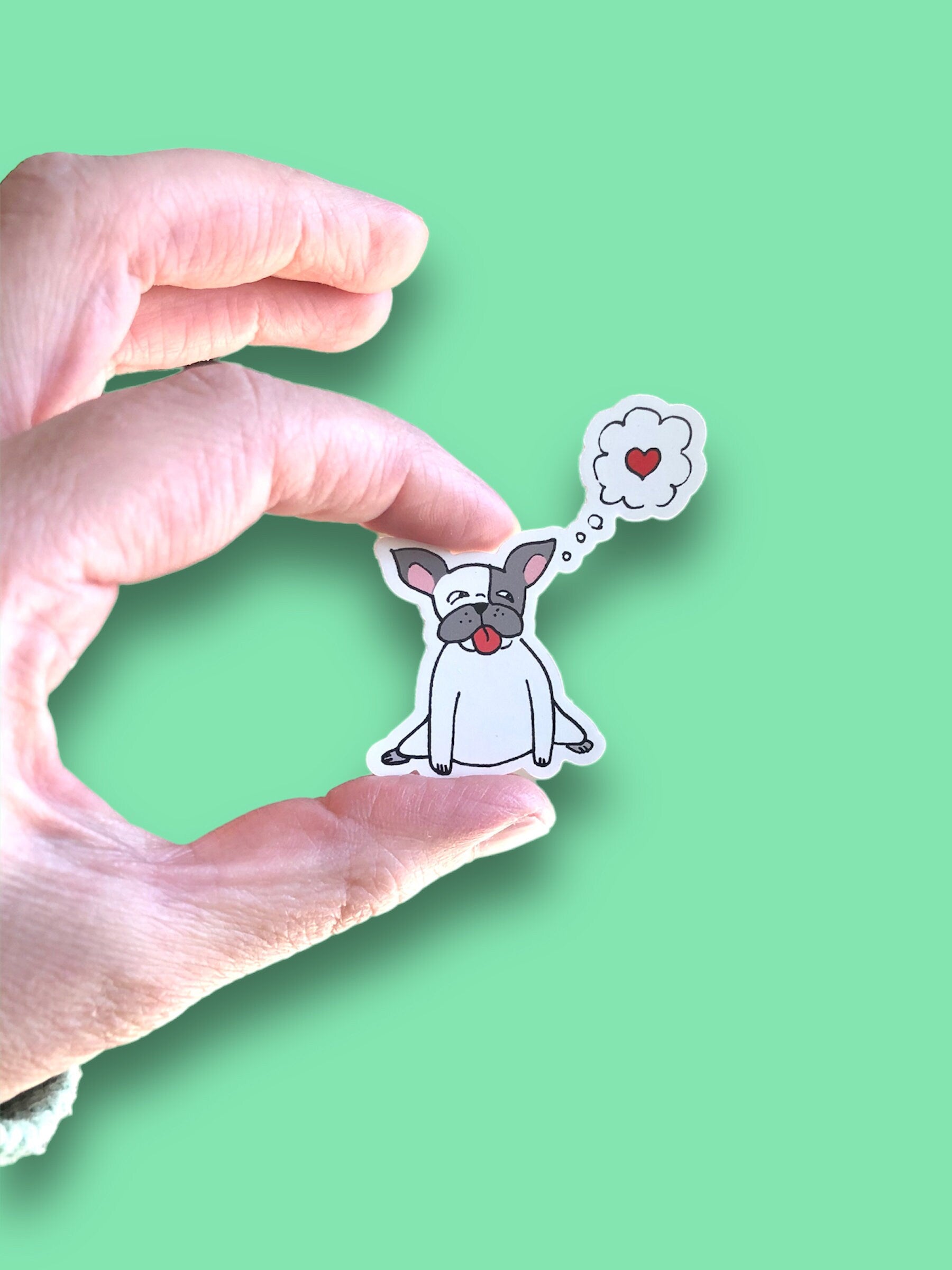 cute frenchie sticker for laptop, dog lover gifts, funny durable planner stickers, puppy love sticker for mom, humorous computer sticker