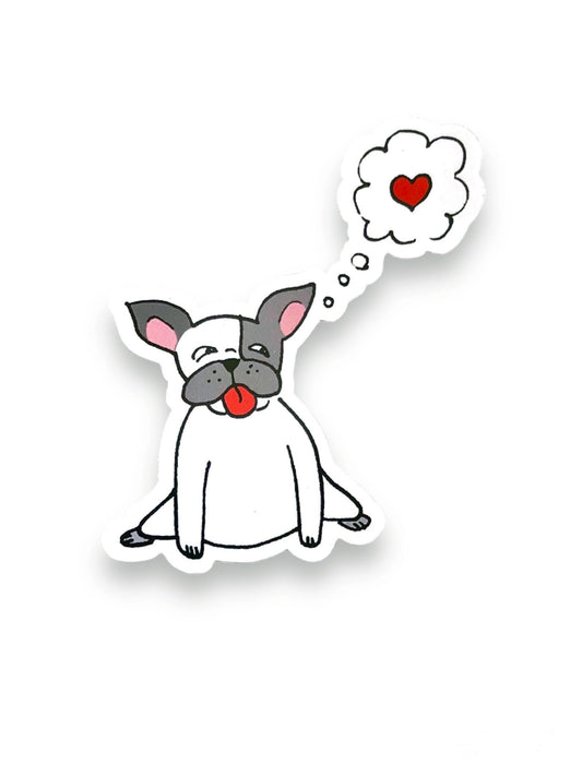 cute frenchie sticker for laptop, dog lover gifts, funny durable planner stickers, puppy love sticker for mom, humorous computer sticker