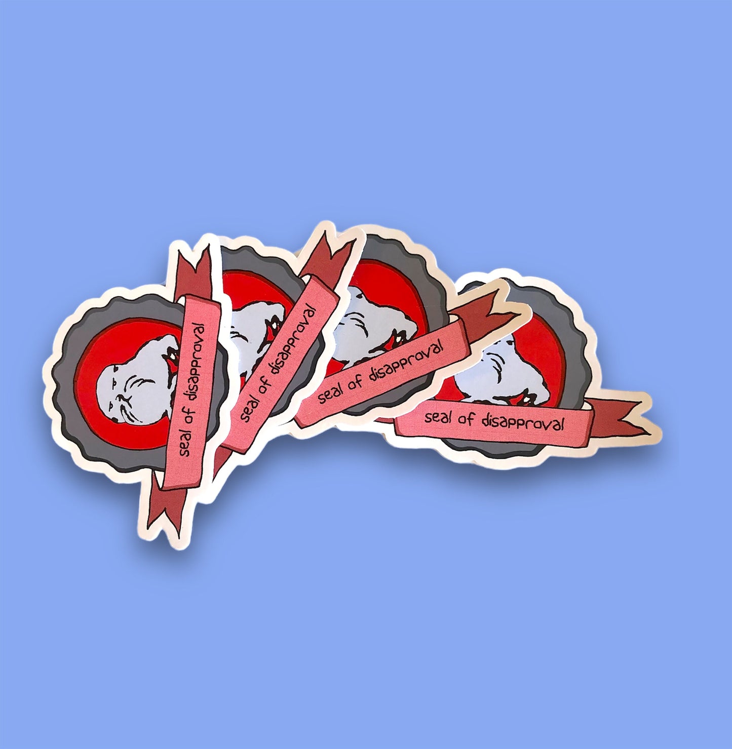 animal sticker, seal of disapproval badge vinyl sticker for computer, funny grumpy seal sticker for water bottle, quirky planner sticker