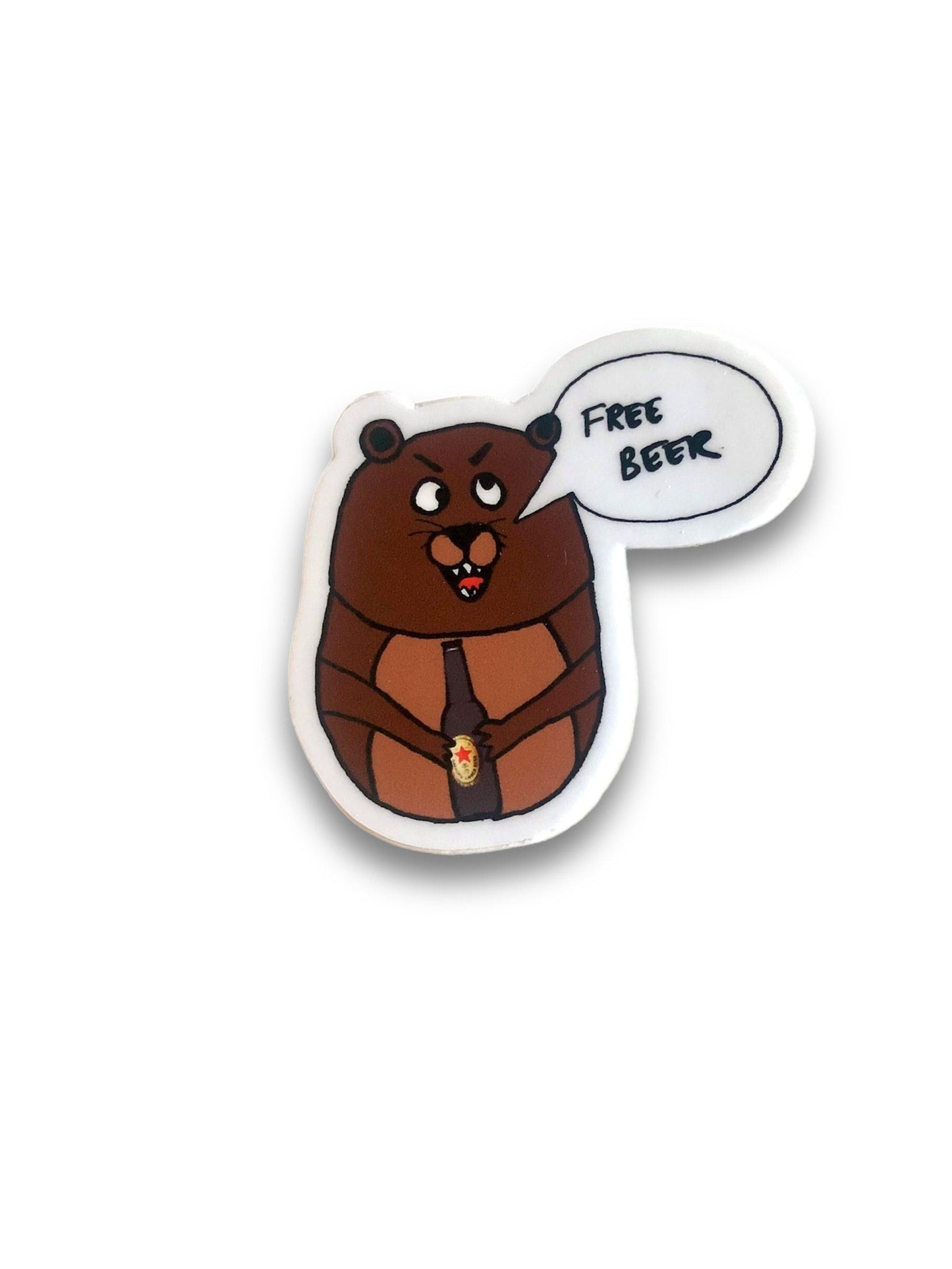 animal sticker, beer bear vinyl sticker for computer, funny brown bear sticker, sticker for water bottle, journals, skateboard and snowboard