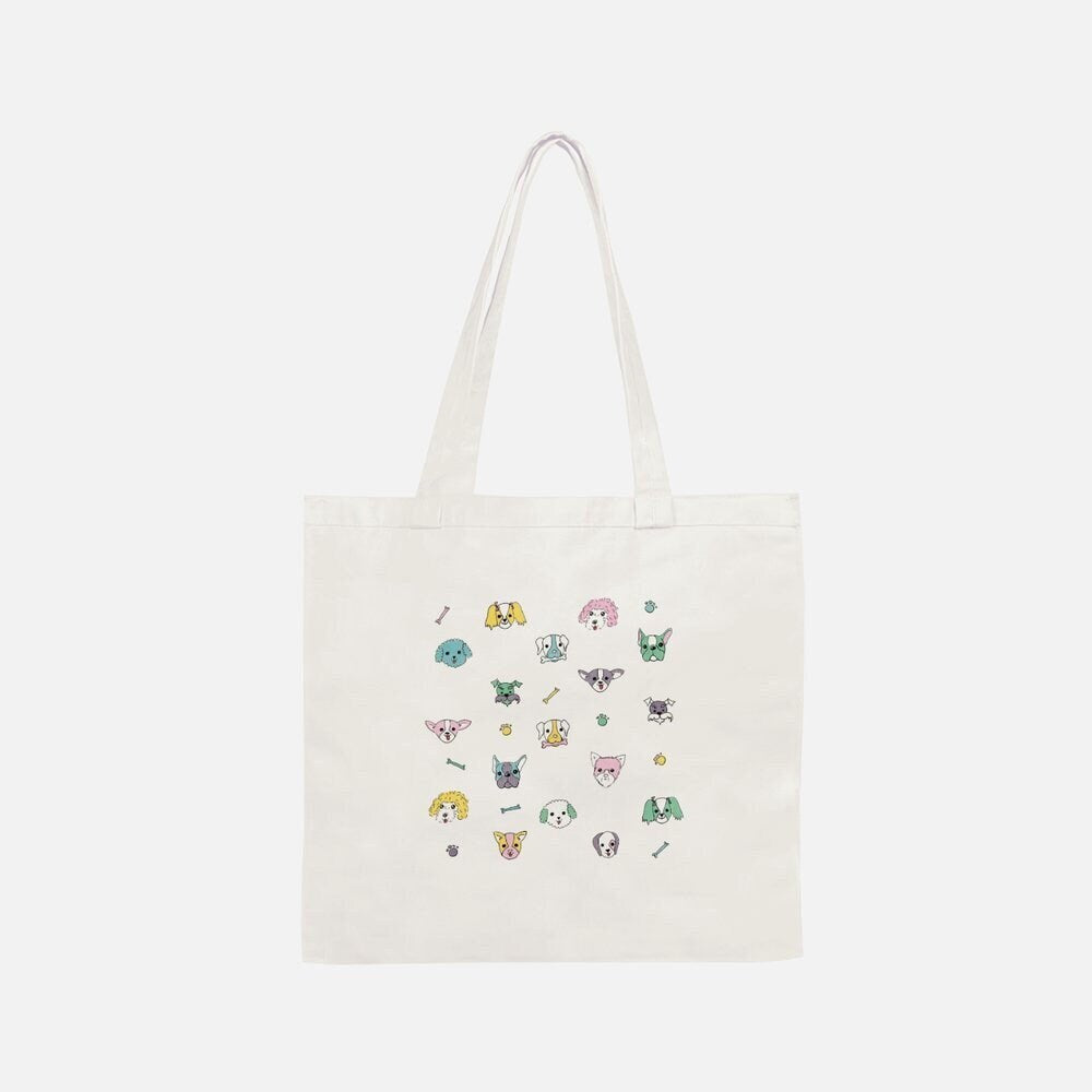 cute dogs tote bag, funny cotton tote, fun birthday gift for sister, quirky sturdy tote, gift for mom, cute frenchie, unique dog lover gift