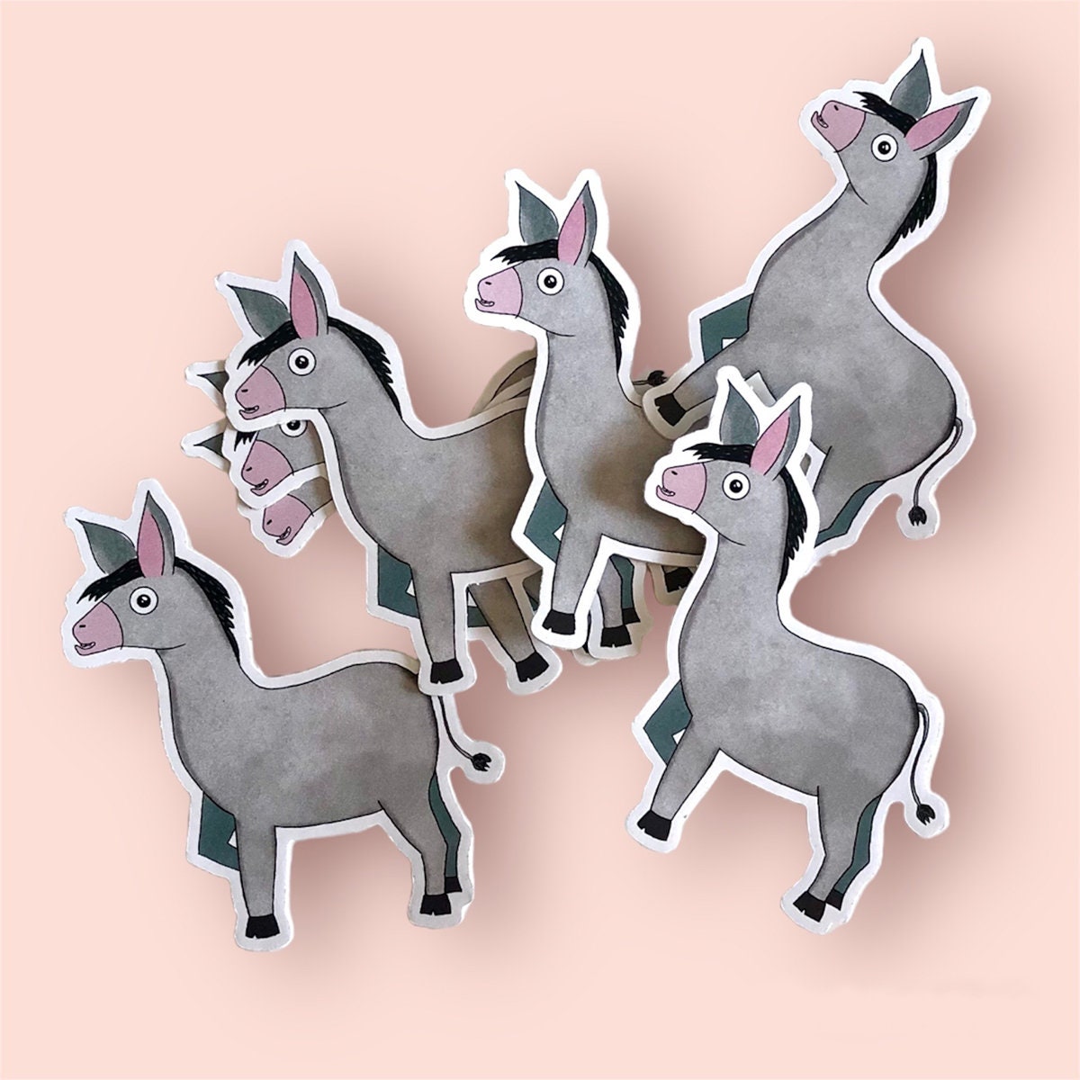 funny donkey sticker, burro vinyl stickers for laptop, cute mule planner tickers, durable and dishwasher safe stickers for water bottle