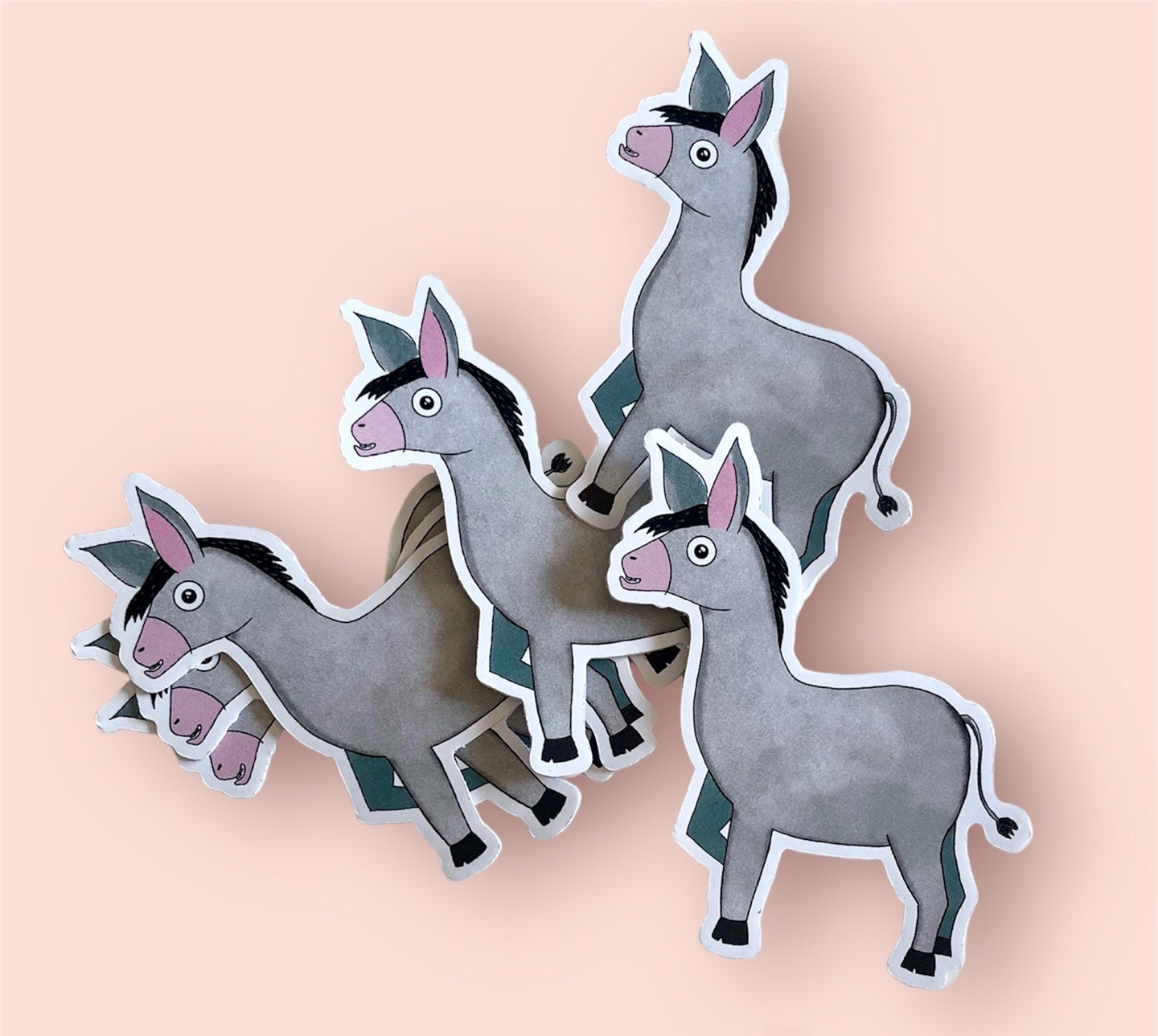 funny donkey sticker, burro vinyl stickers for laptop, cute mule planner tickers, durable and dishwasher safe stickers for water bottle