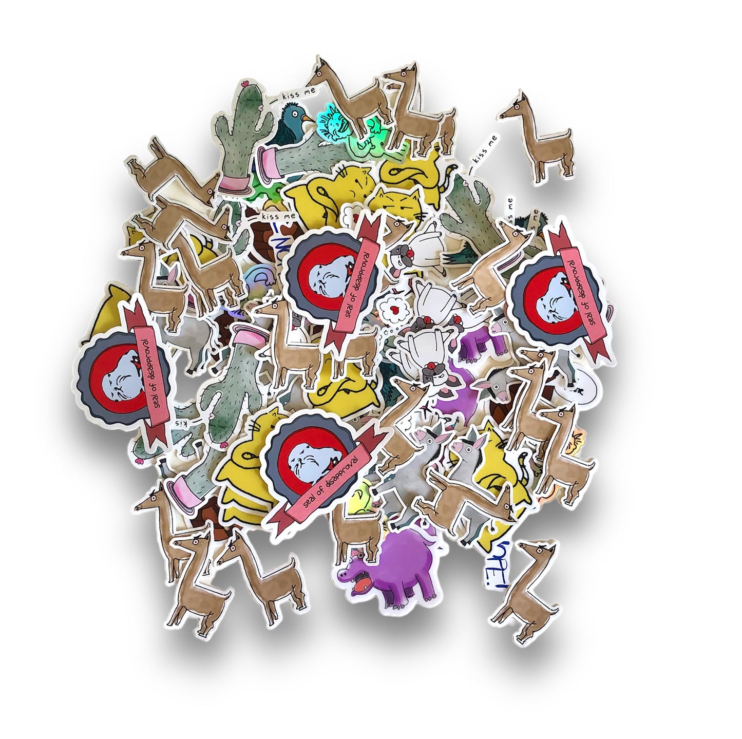 animal sticker, evil llama vinyl sticker for computer, funny quirky llama sticker for water bottle, trendy durable stickers for planner