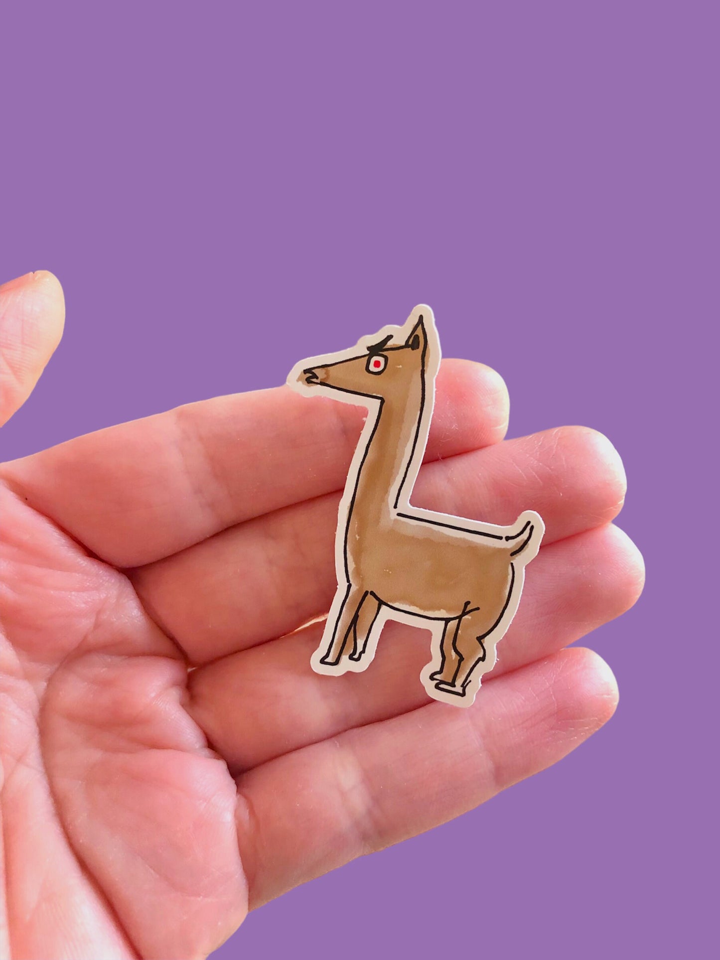 animal sticker, evil llama vinyl sticker for computer, funny quirky llama sticker for water bottle, trendy durable stickers for planner