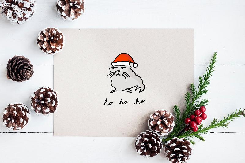 Resentment Seal holiday card with pinecones and festive themes