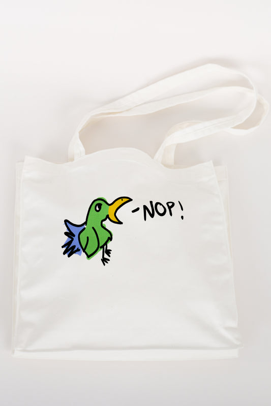 nope bird tote bag