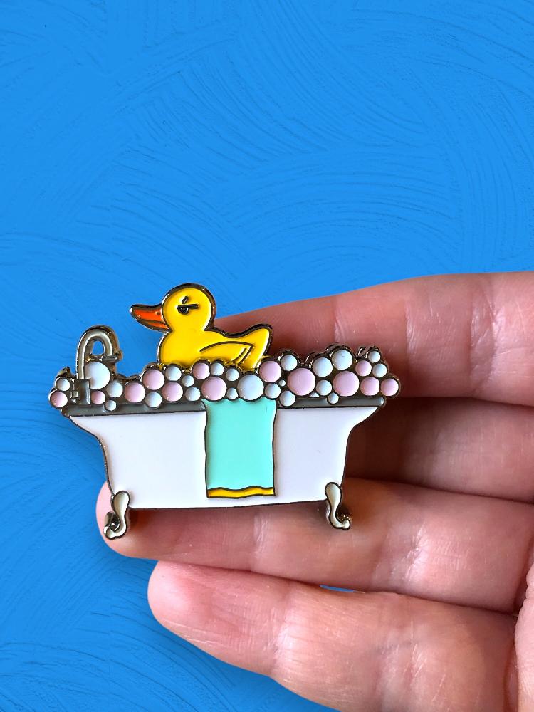 bathtub ducky interactive pin in hand