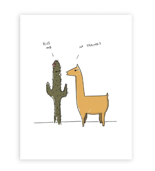 cactus and llama valentine's day card