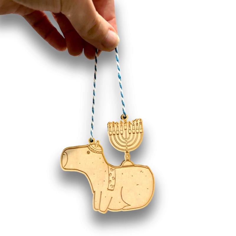 capybara ornament with menorah