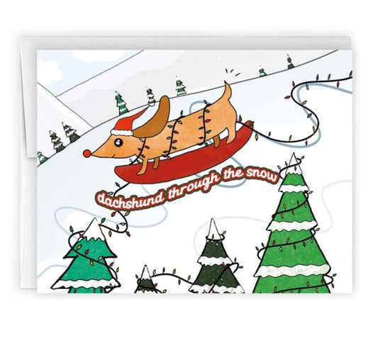 dachshund through the snow holiday card