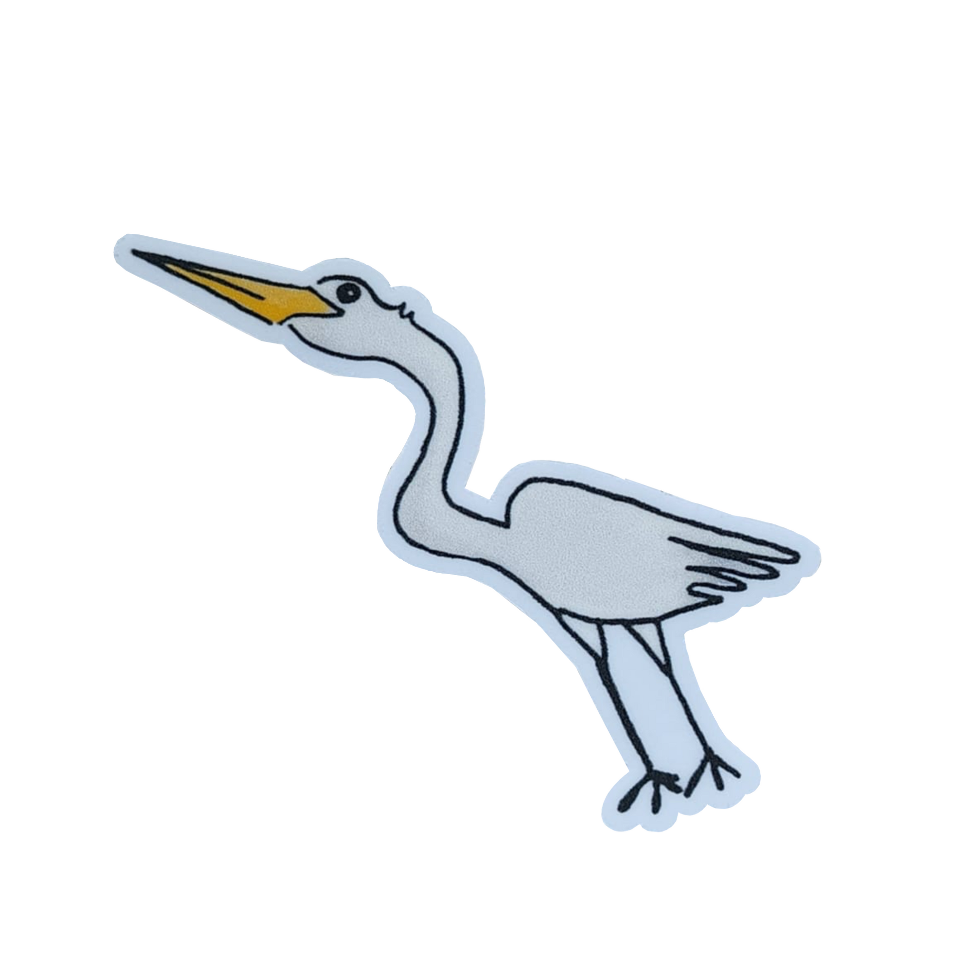sticker of an egret bird on a white background