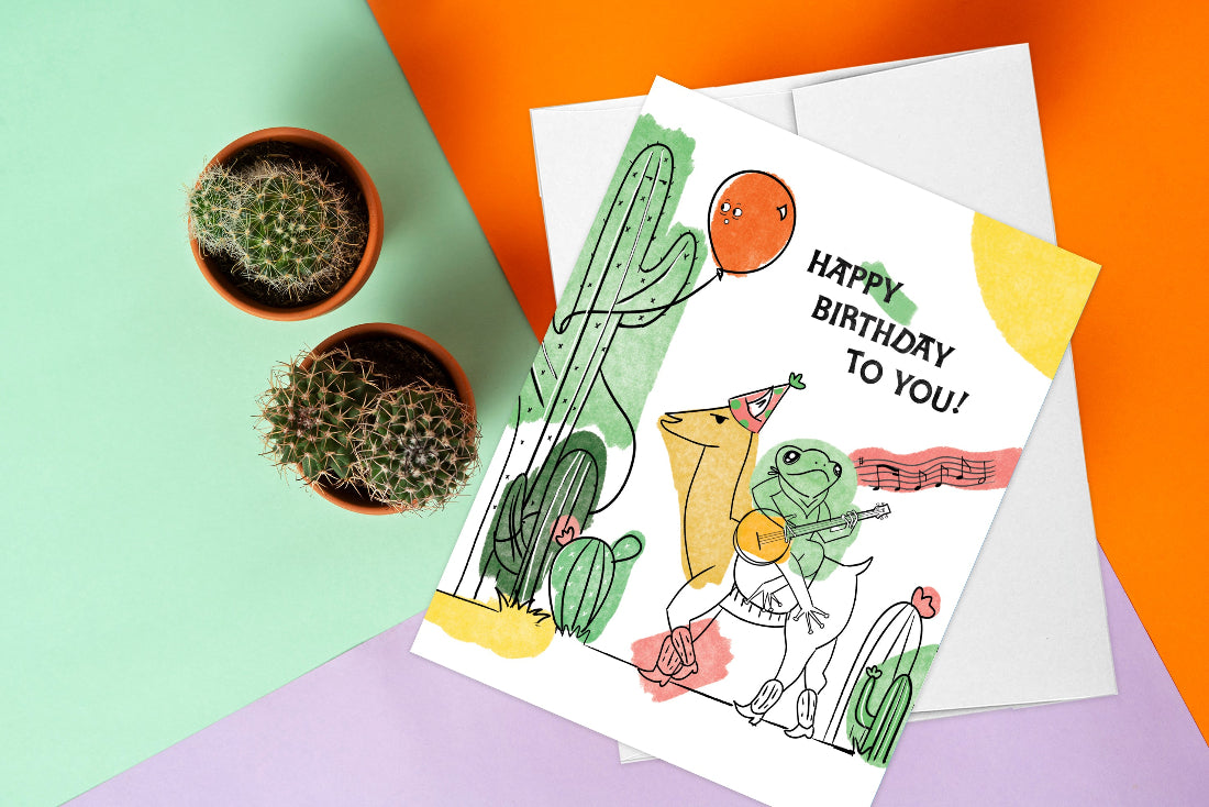 Froggy Llama Birthday Drama card with a quirky llama and frog design, perfect for adding a fun and dramatic touch to any birthday celebration.
