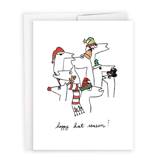 happy hat season! winter llamas holiday card