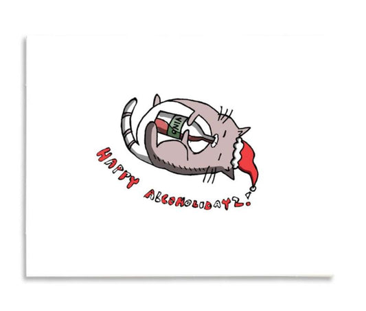 happy alcoholidayz wine cat card