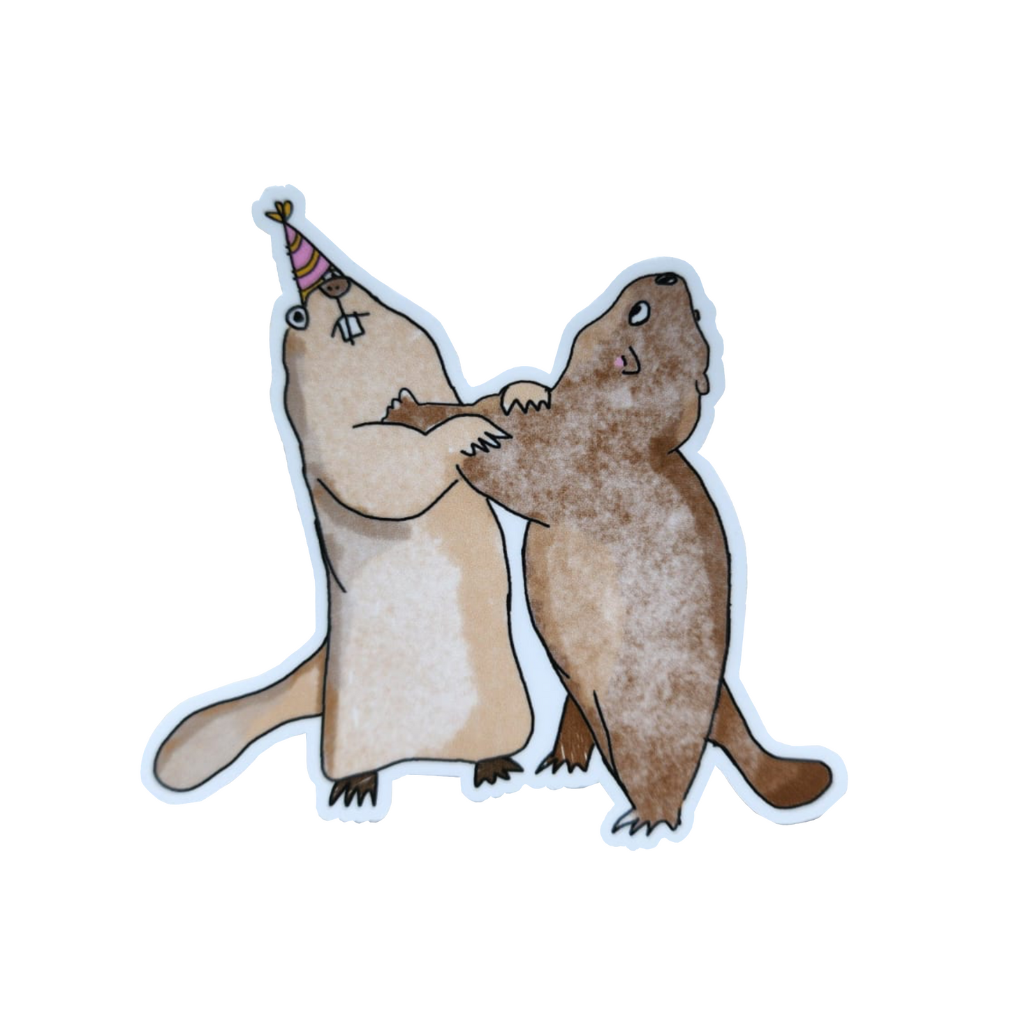sticker of 2 marmots on a white background