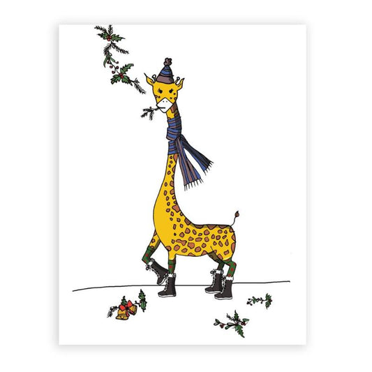 mistletoe giraffe holiday card