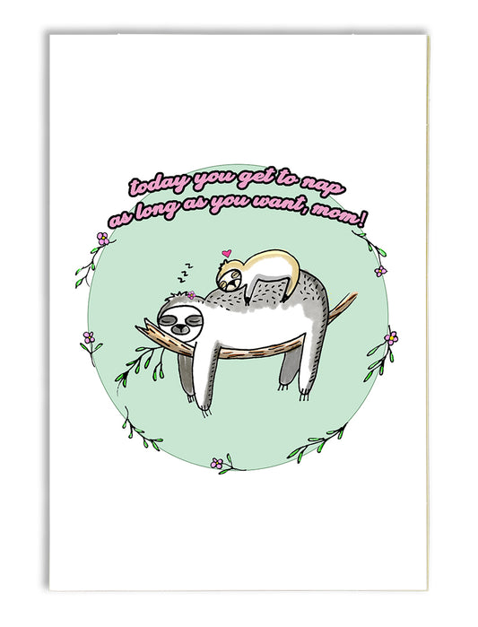 nap time sloth mother's day card
