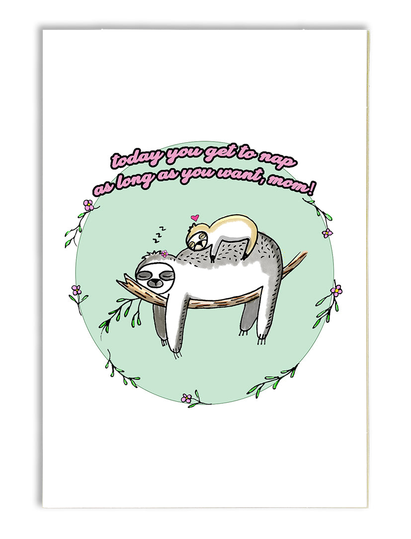 nap time sloth mother's day card