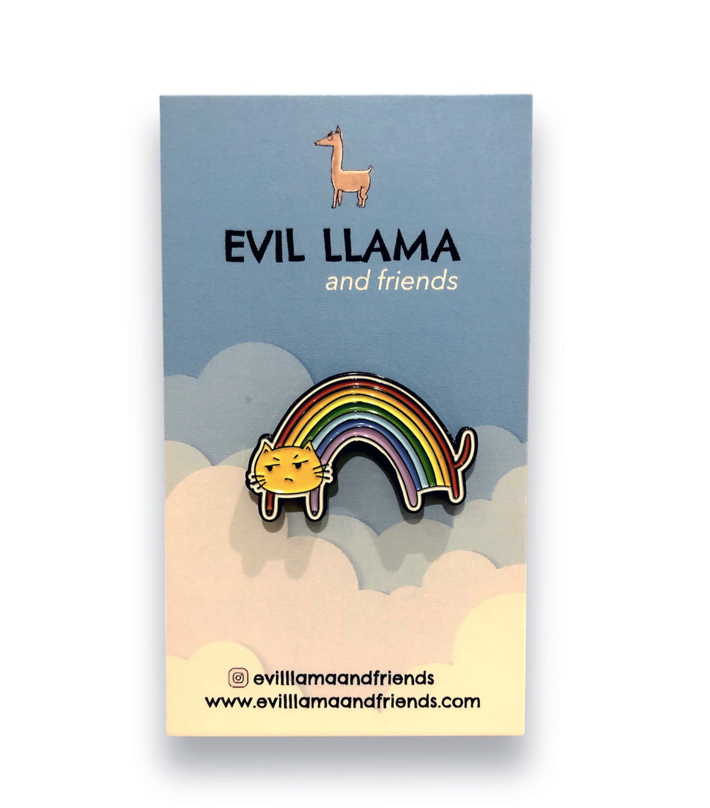 rainbow resentment cat enamel pin