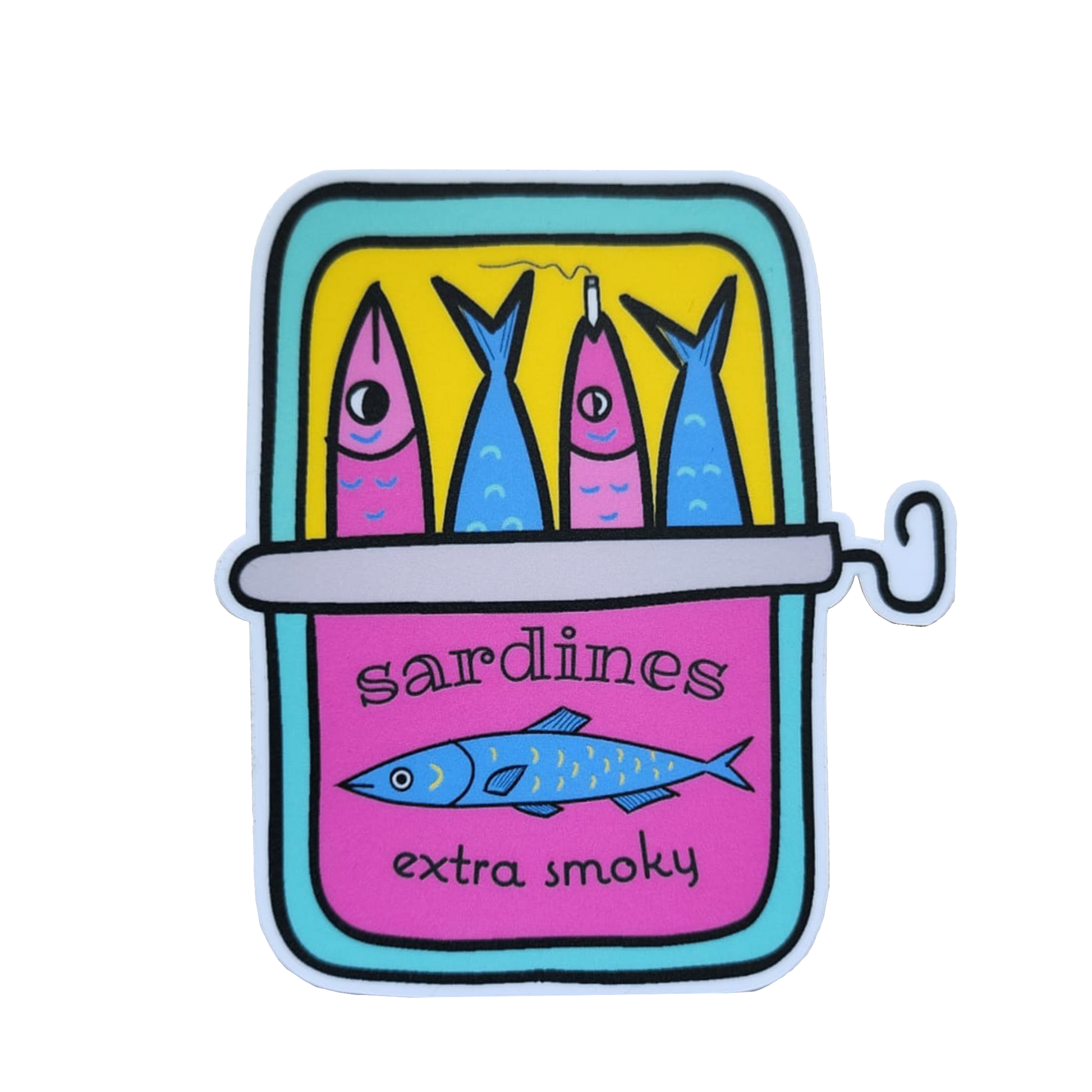 smoky sardines sticker on a white background