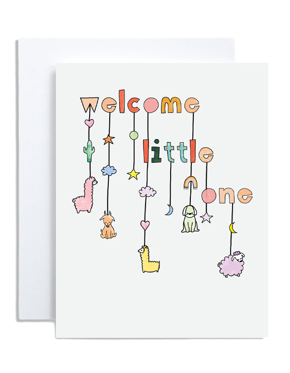 hello baby, baby mobile, baby cards, congrats baby card, baby shower card