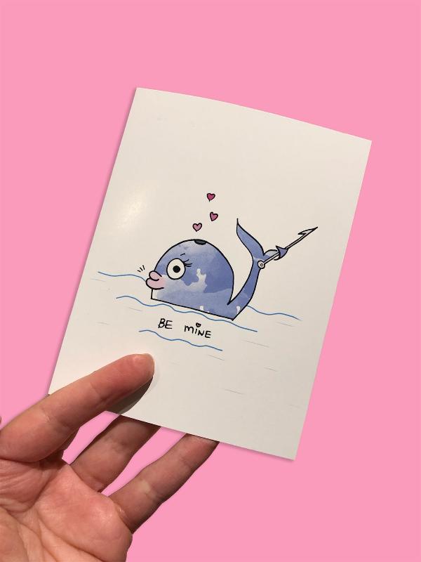 cute valentine's card, whale cards, funny love cards