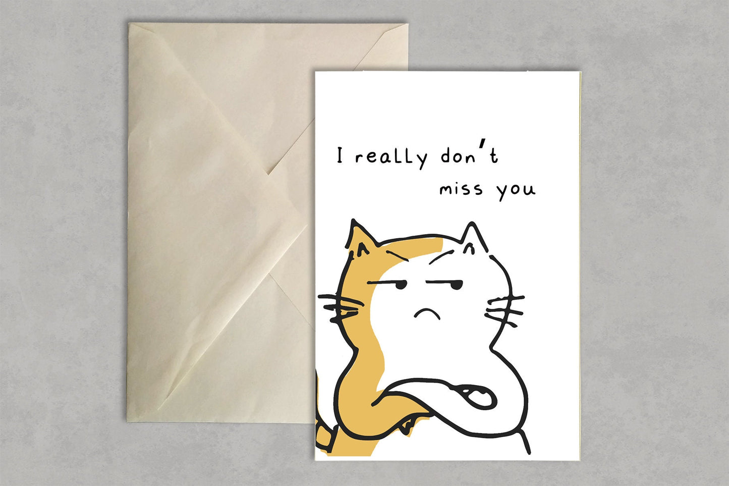 I Don't Miss You Card, Funny Angry Cat Card, Ironic Cards, Just Because, Rude Humour Card, Sarcastic Cards, Ex BF GF Gifts, Breakup Card
