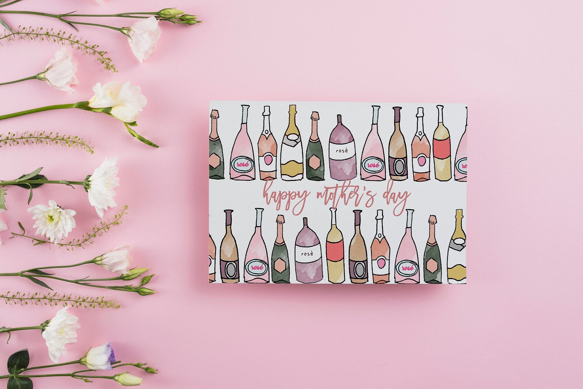 rosé all day mother's day card, cute gift for mom, wine lover gift, quirky unique mother's day cards, first mothers day, sister gift
